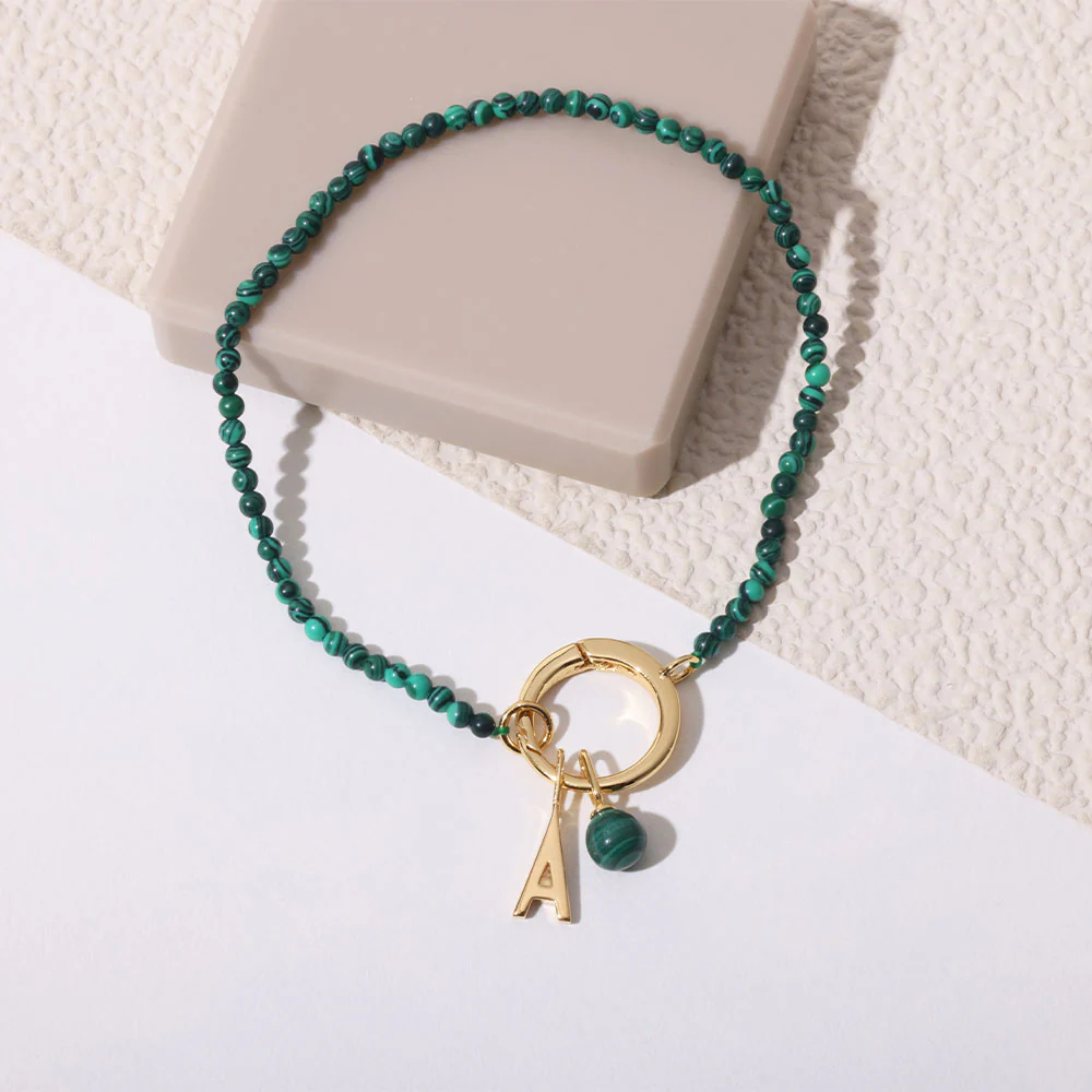 Gemstone Charm Lock Armband 2mm - Image 3