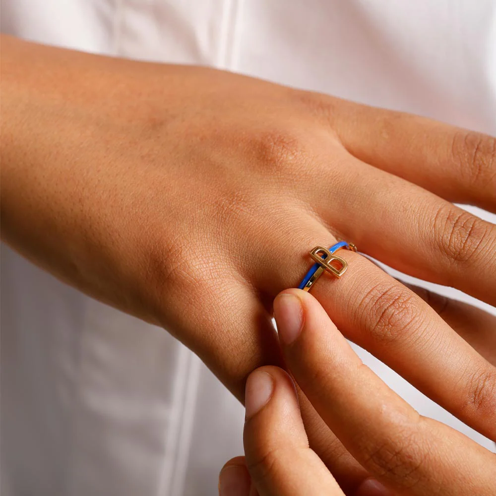 Klassischer Stack Ring Blau - Image 11