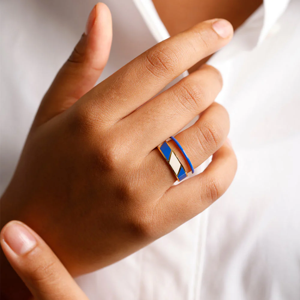 Klassischer Stack Ring Blau - Image 16
