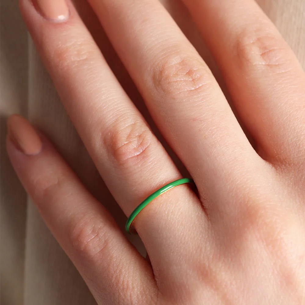 Klassischer Stack Ring Grün - Image 11