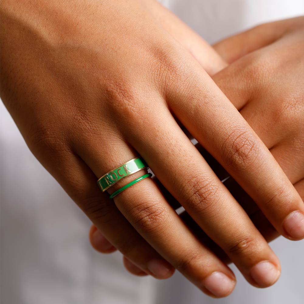 Klassischer Stack Ring Grün - Image 12