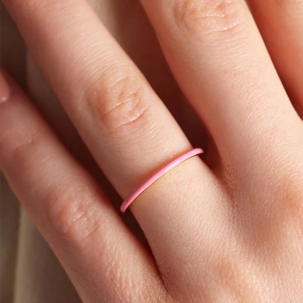 Klassischer Stack Ring Rosa - Image 5