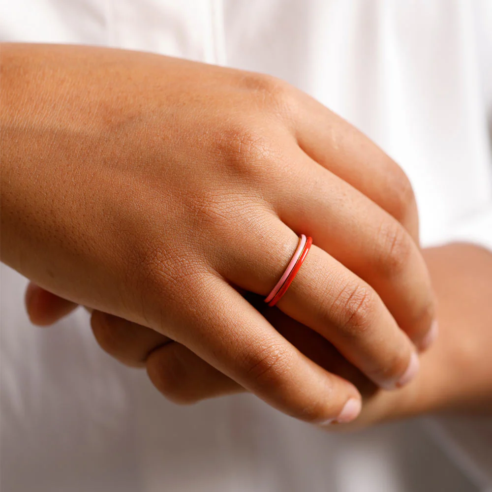 Klassischer Stack Ring Rosa - Image 6