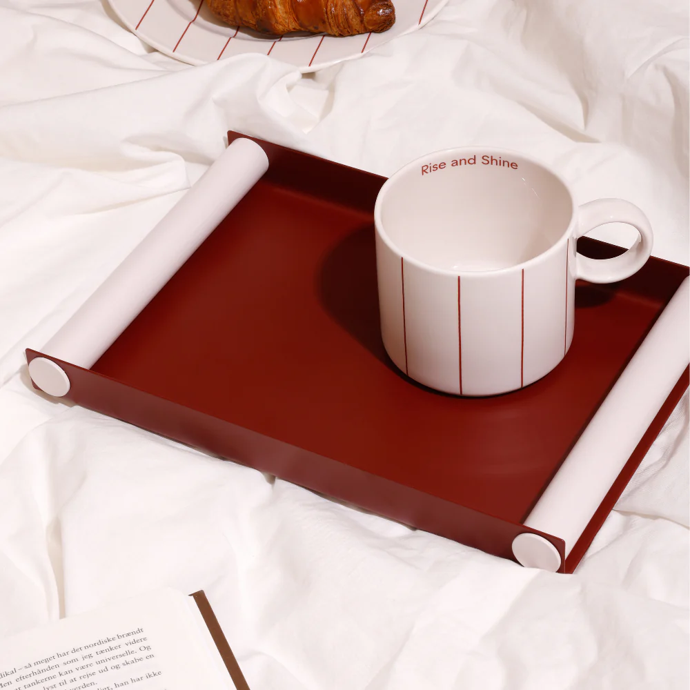 Ray Tray Serviertablett – Mittel, Burgund/Pastellbeige - Image 3