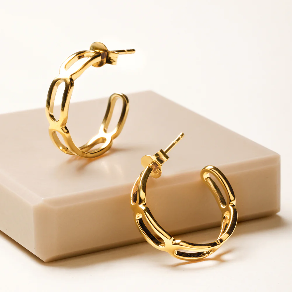 Square link Creole (set of 2 pcs) vergoldet - Image 3